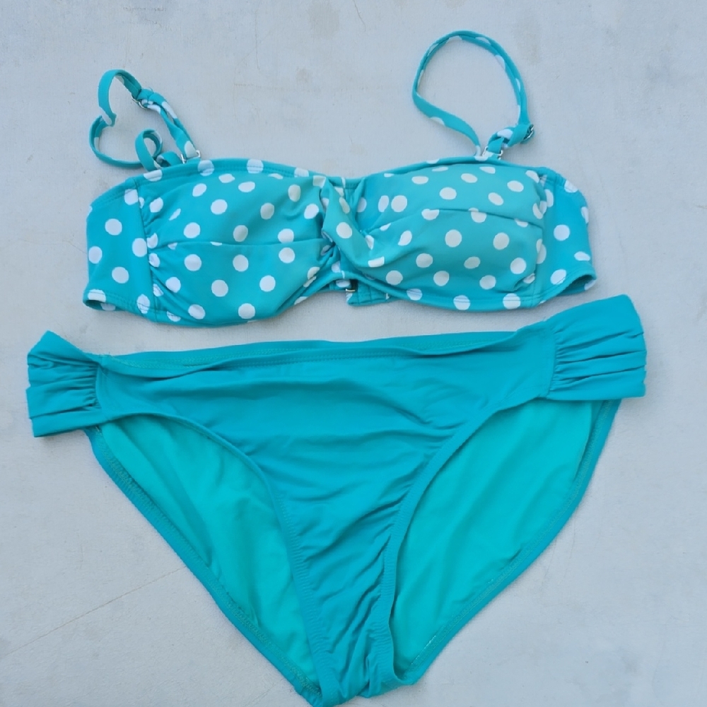 Apt 9 Teal Polka Dot Swimwear Bikini -